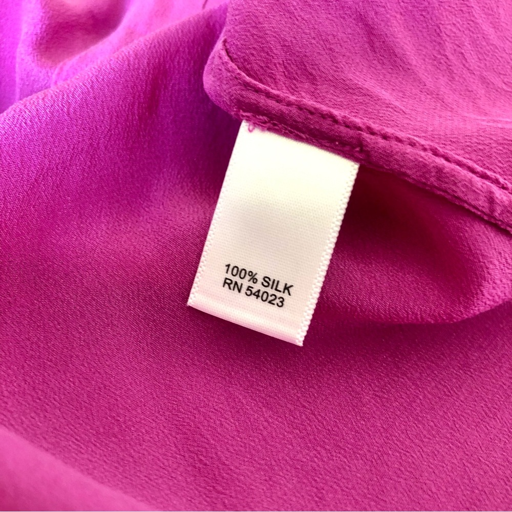 BANANA REPUBLIC 100% Silk Fuchsia Sheer Blouse - Women's S/2 - Picture 7 of 8